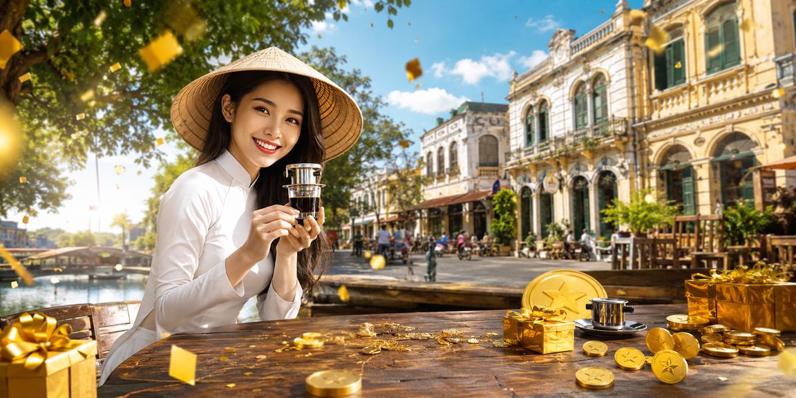 Người phụ nữ đội nón lá tại Hà Nội trải nghiệm không gian casino và cá cược hiện đại